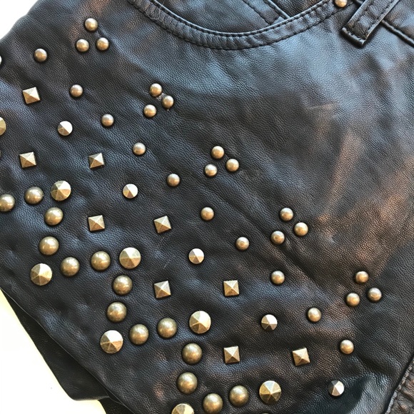 Free People Studded Rocker  Vegan Leather Shorts 2 - Picture 5 of 10
